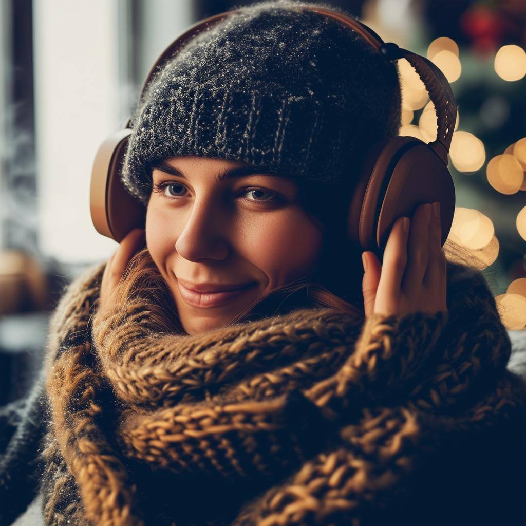 An image of a person wearing a warm hat, earmuffs, and scarf to protect their ears from the cold winter weather